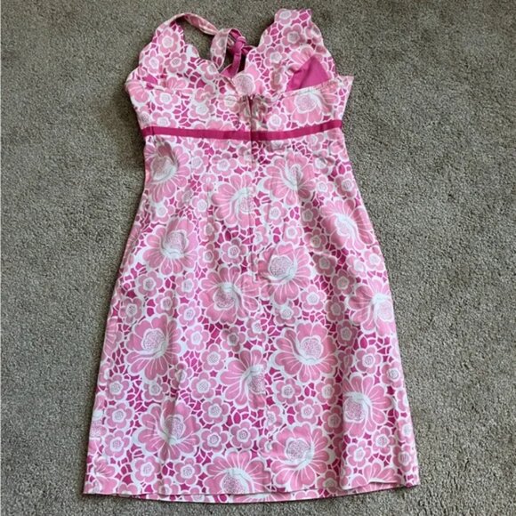 Lilly Pulitzer Vintage Pink "Belle of Lillyville" Halter Scallop Dress - Picture 7 of 10